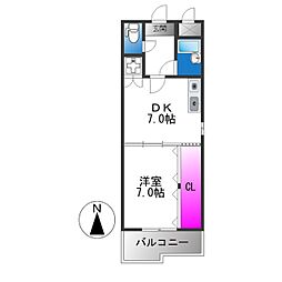 エイチ・ツー・オー今川 1DKの間取図画像