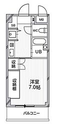 T'sgarden都筑ふれあいの丘 ワンルームの間取図画像