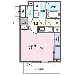 ピヴォワンヌ 1Kの間取図画像