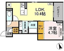 Asset-Court調布ヶ丘 2階1LDKの間取り