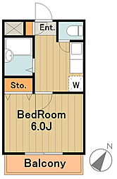 多摩都市モノレール 中央大学・明星大学駅 徒歩3分の賃貸アパート 2階1Kの間取り