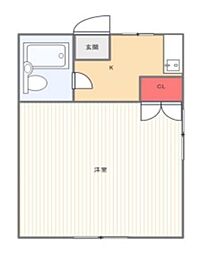 エステート白山 2階1Kの間取り