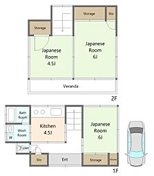 下安松貸家 2階3Kの間取り