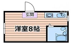 大野マンション 1階ワンルームの間取り