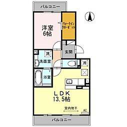 なごみA 1LDKの間取図画像