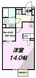 JR中央線 高尾駅 バス14分 中小田野下車 徒歩4分の賃貸アパート 2階ワンルームの間取り
