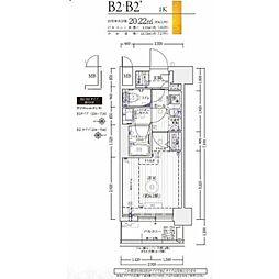 エステムコート京都西院 1Kの間取図画像