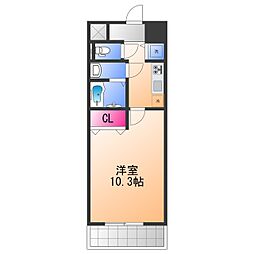 アスティオン三国ケ丘 1Kの間取図画像