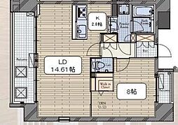 麻布十番テラス 1LDKの間取図画像