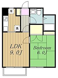 調布パークス 1階1LDKの間取り