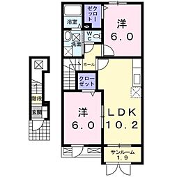 グランデーベル 2LDKの間取図画像