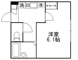 グローブ練馬桜台 1階1Kの間取り