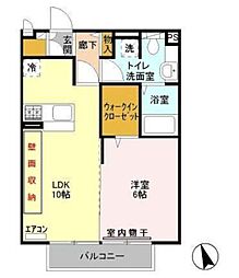 グリーンヒル 1LDKの間取図画像