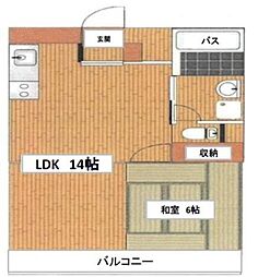 ヴィラ高砂 1LDKの間取図画像