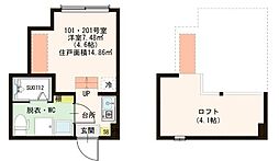 Ｌａ Ｃｉｅｌ II 2階ワンルームの間取り