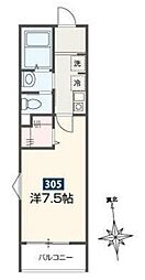 ＭＥＬＤＩＡ鷹の台 3階1Kの間取り
