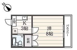 コーポミルキーウェイ 2階1Kの間取り