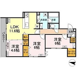 (仮称)DーROOM長泉町桜提分譲賃貸PJ 3LDKの間取図画像