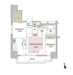 アーバネックス新御徒町 8階2LDKの間取り