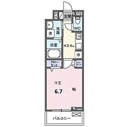 ラ・トゥール湘南II 1Kの間取図画像