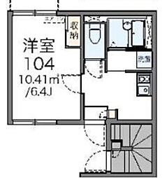 レオネクストアルカディア2 1Kの間取図画像