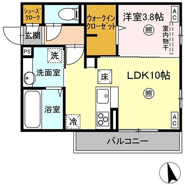 オラシオン　B棟 105｜香川県高松市紙町(賃貸アパート1LDK・1階・37.79㎡)の写真 その2