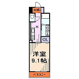 あすなろハウス1 1Kの間取図画像