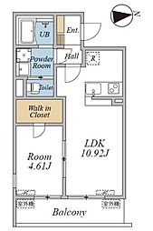 大田区南千束1丁目マンション 1LDKの間取図画像