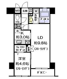 アトラスタワー西早稲田 2階1LDKの間取り