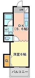森藤不動産ビル 1DKの間取図画像