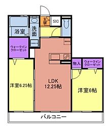 アルシオネコート 2LDKの間取図画像