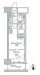 パークアクシス新宿百人町 1DKの間取図画像
