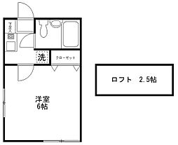 ユンカー横浜 1Kの間取図画像