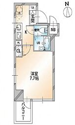 オーキッドレジデンス明石町 1Kの間取図画像