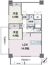 アビターレ薬院南 2LDKの間取図画像