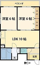 ハウスメモリアル6 2LDKの間取図画像