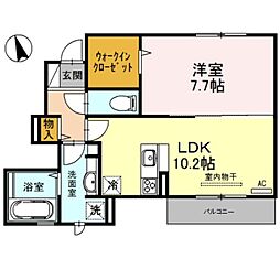 TKS北垣内 1LDKの間取図画像