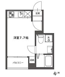 コーディエ 1階ワンルームの間取り
