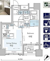 GRANPASEO横濱関内PREMIUM 1LDKの間取図画像