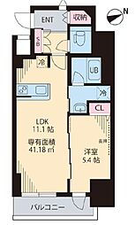 ケイクレスト 7階1LDKの間取り