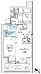 フィシオ飯田橋 4階1LDKの間取り
