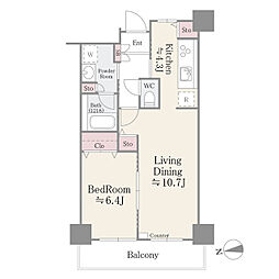 イーストコア曳舟一番館 1LDKの間取図画像