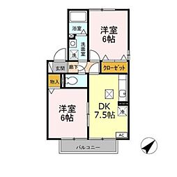 トリヴァンベールC 2DKの間取図画像