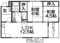 ガレリア清水町レジデンス 2DKの間取図画像
