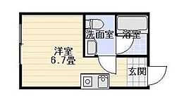 ラフィーネかしわ台 ワンルームの間取図画像