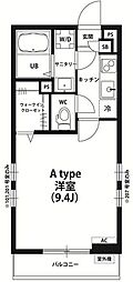 リブリ・シロヤマA 1Kの間取図画像