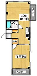 グリーンハイツ黒川 1LDKの間取図画像