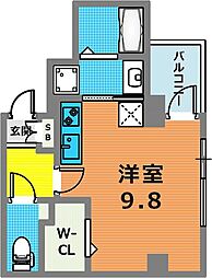 マイファーレ神戸 6階ワンルームの間取り