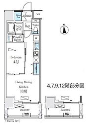 プライマル上野・稲荷町 1LDKの間取図画像