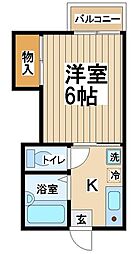 ヴィラ・ローズ 1Kの間取図画像